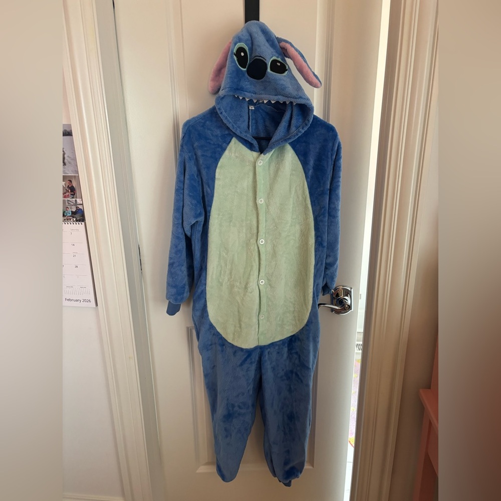Stitch Blue Hooded Onesie with Character Design